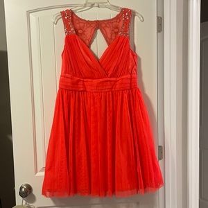 Bright orange prom dress - size 14